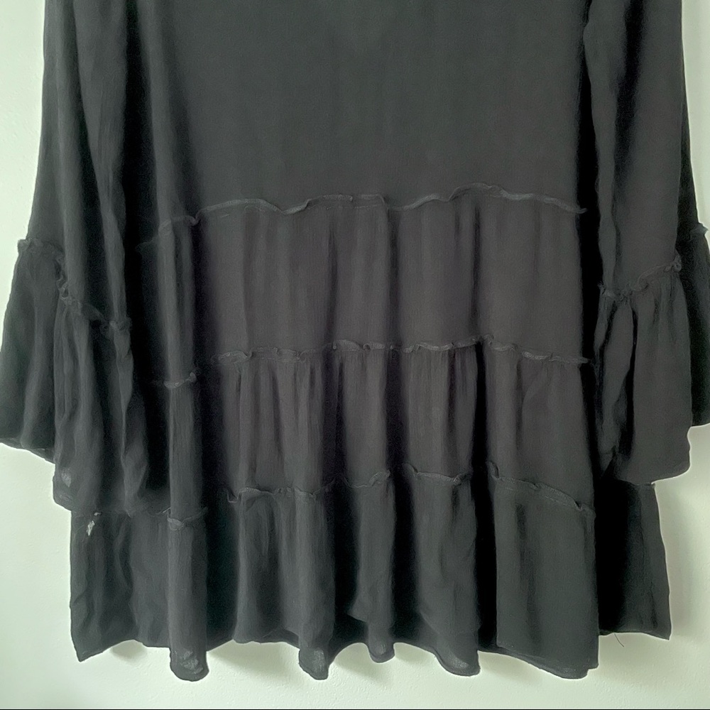 American Eagle Black Flowy Open Back Babydoll Top - image 3